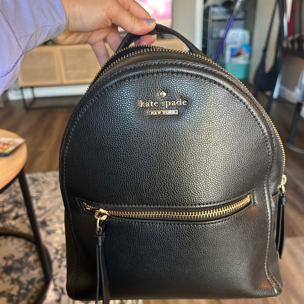 Kate Spade Black Textured Backpack